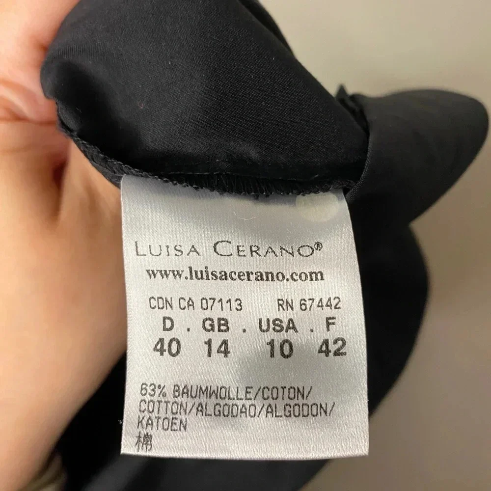 Luisa Cerano Ruched Black Short Sleeve Cocktail Midi Dress - Picture 8 of 8